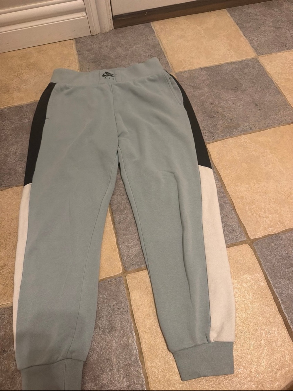 Nike Kids Colorblock Joggers - Sage Green, Black & Off-White